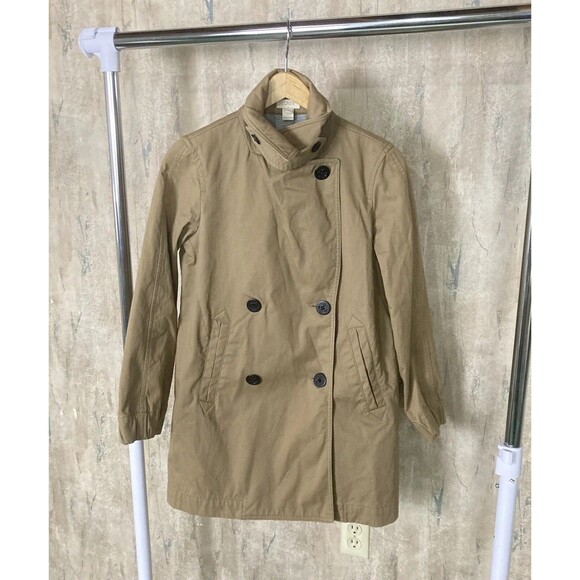 J CREW Factory $168 Bonded Trench Coat C8511 Long Jacket Khaki Tan Womens Size 4 - Picture 1 of 9